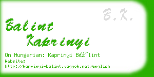 balint kaprinyi business card